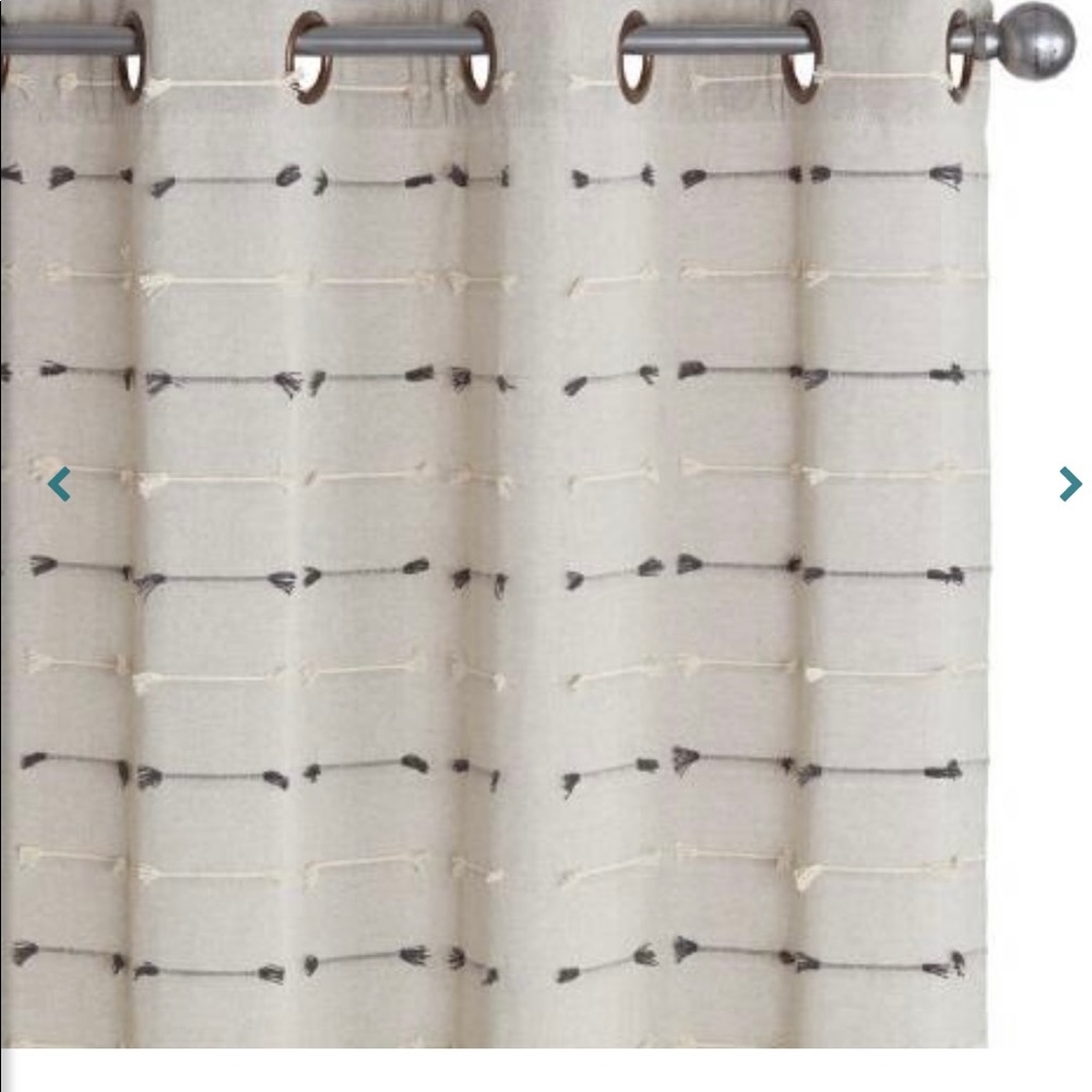 COPY - COPY - Gray cotton embroidered grommet top window curtains from World Ma…